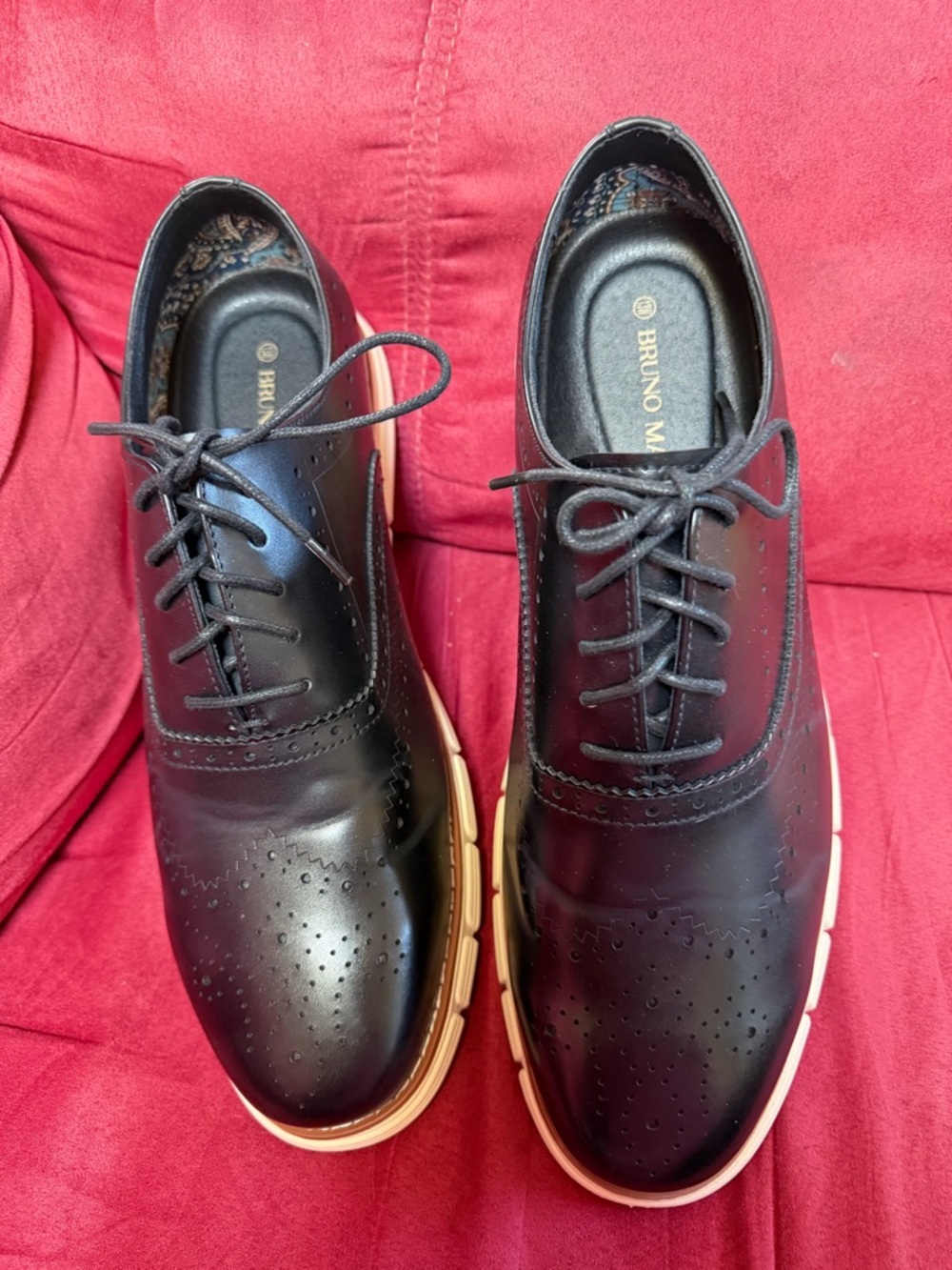 Men's Black Wingtip Derby with Cream Athletic Sole - Picture 2 of 7